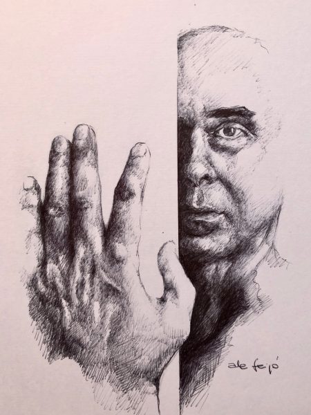 Ale Feijó | Serie Retratos Claudio. Bolígrafo sobre papel. 21 x 29 cm