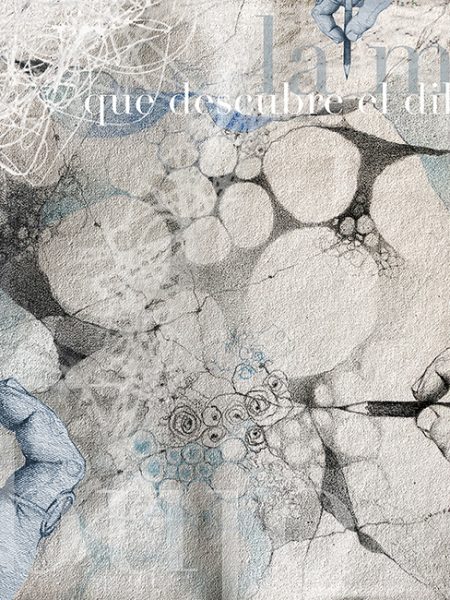 Ale Feijó | La mano que dibuja. Técnica mixta, lápiz y acrílico sobre lienzo y edición digital 32 x 22 cm