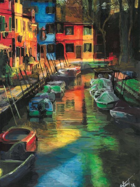 Adriana Furstner | Serie Arte digital. Coloreando. Arte digital intervenido con acrílico sobre papel. 27,3 x 41 cm. 2018