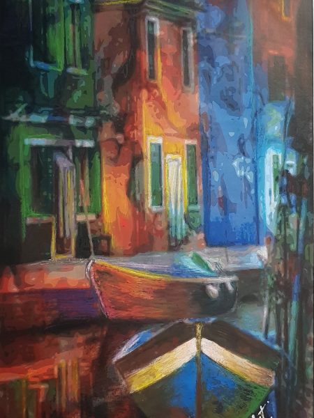 Adriana Furstner | Serie Arte digital. En Casa. Arte digital intervenido con acrílico sobre papel. 28 x 40 cm. 2016