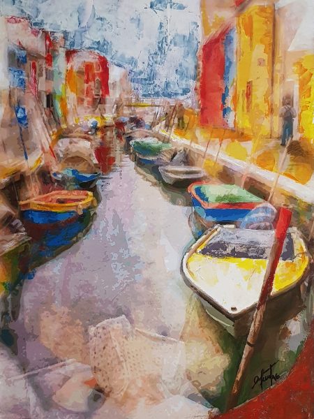 Adriana Furstner | Serie Arte digital. Esperando. Arte digital intervenido con acrílico sobre papel. 28 x40 cm. 2016