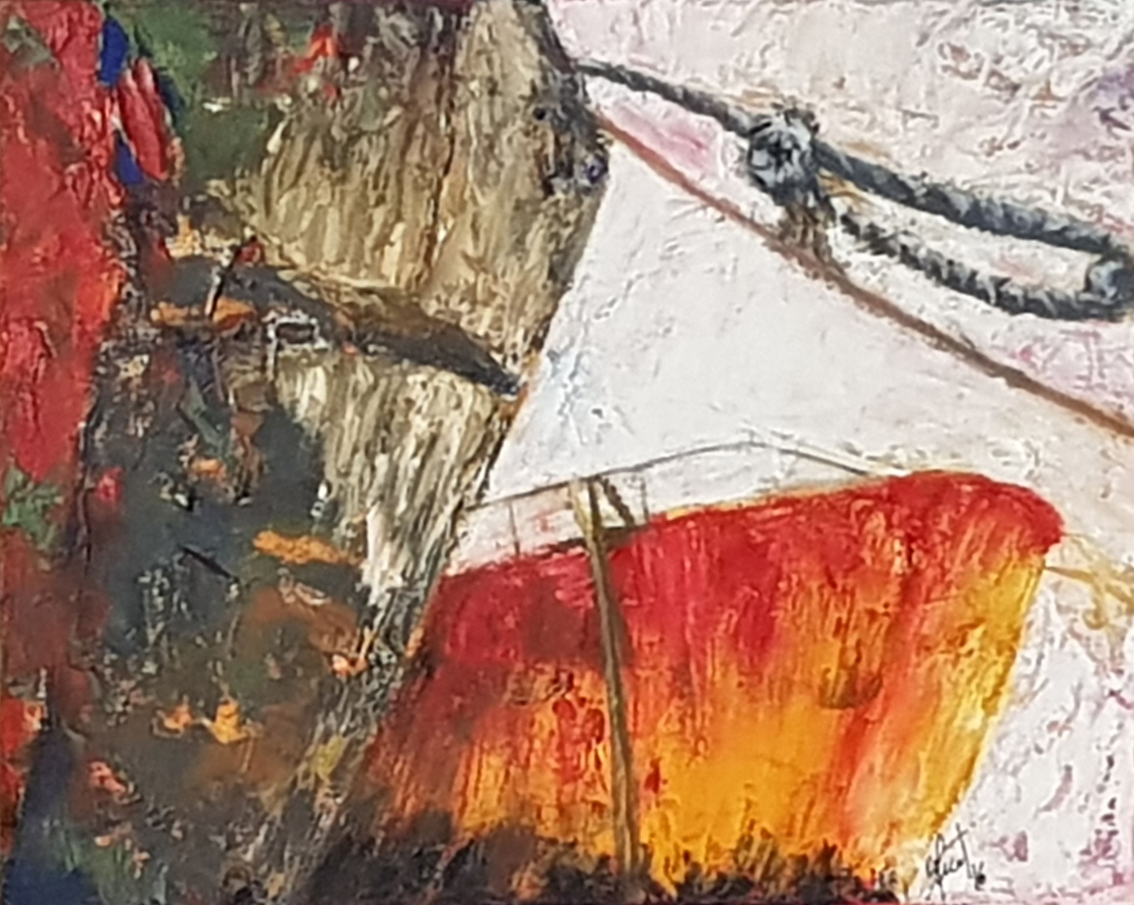 Adriana Furstner | Serie Obra en bastidor. Surgiendo entre los colores. Oleo sobre tela. 41 x 33 cm. 2017