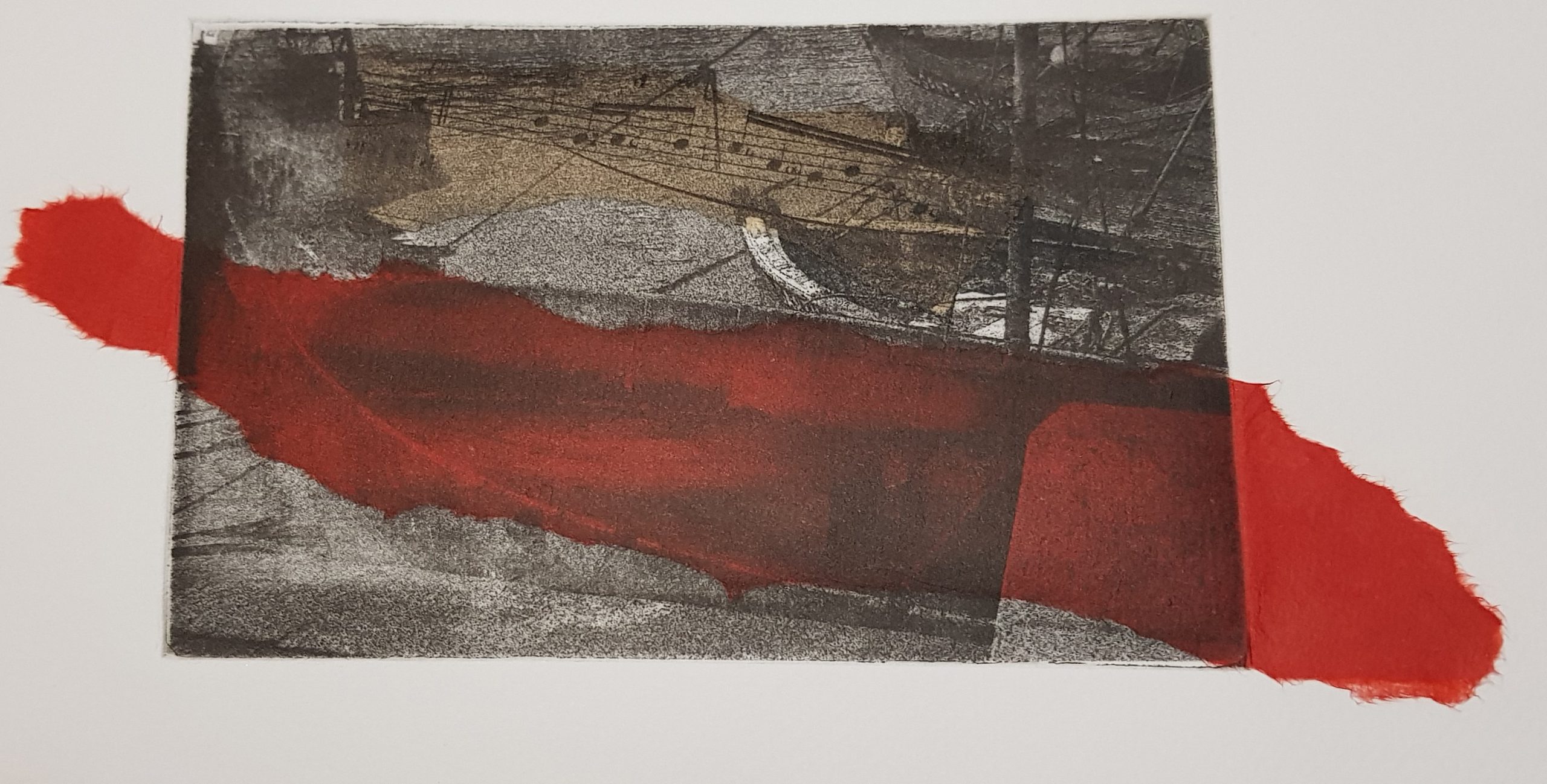 Adriana Furstner | Serie fotograbado. Juntos 1. Chine colle. 21 x 10 cm. 2018