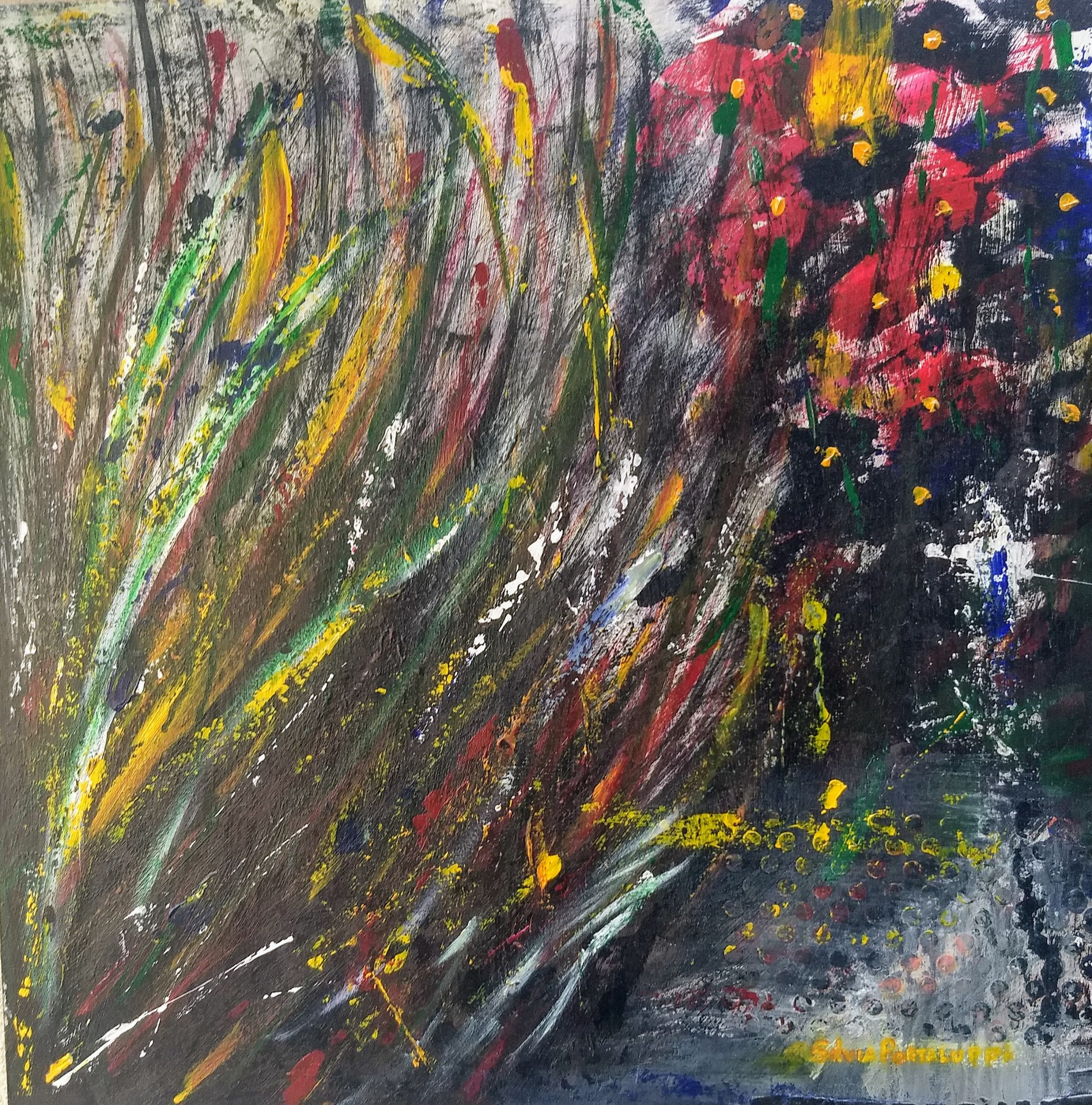 Silvia Portaluppi | Serie Abstractos. Lo incorrecto. Acrílico sobre MDF 60 x 60 cm.