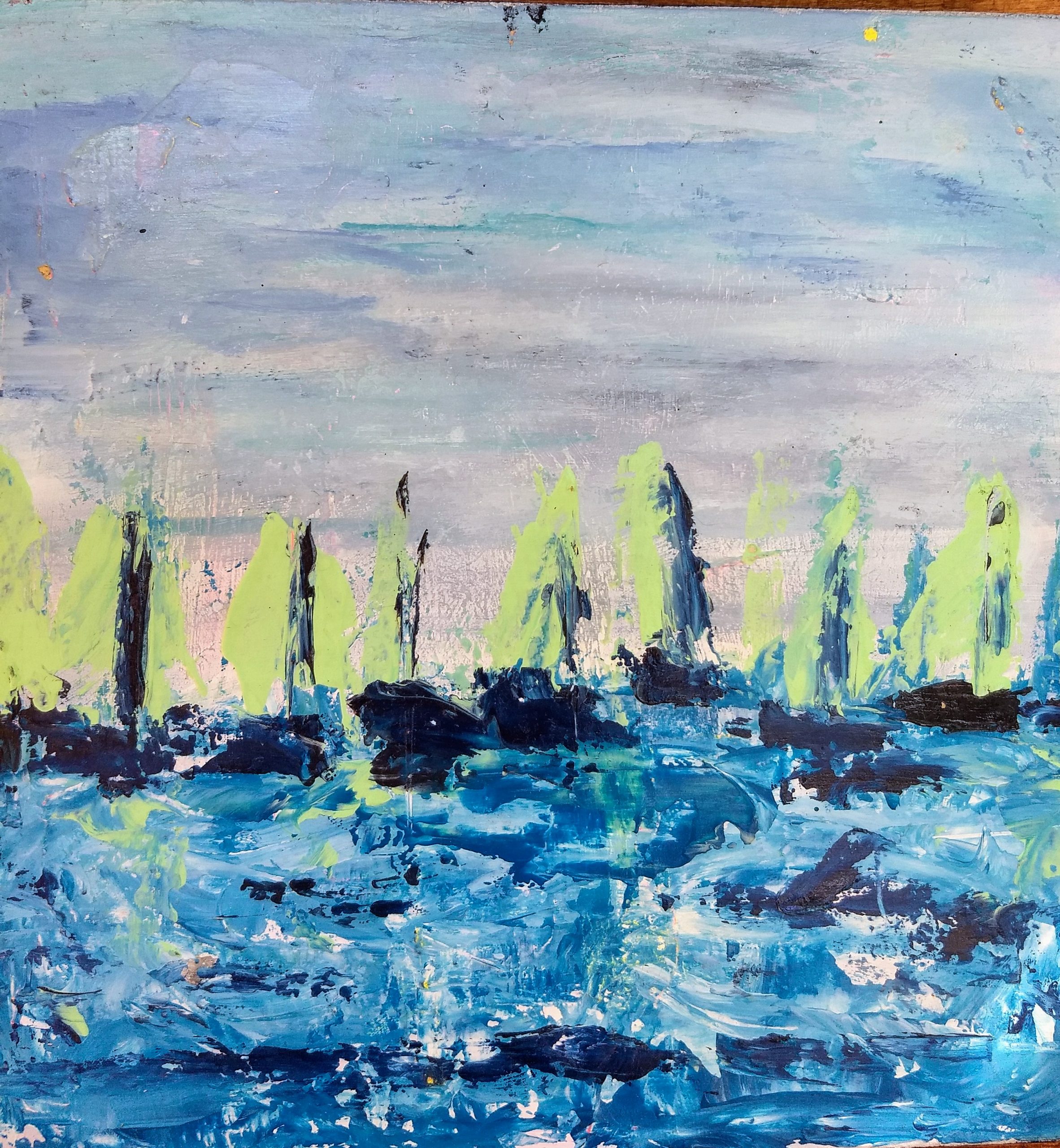 Silvia Portaluppi | Serie El Mar y Yo. Regata. Acrílico 50 x 50 cm.