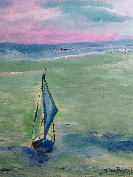 Silvia Portaluppi | Serie El Mar y Yo. Regata 2. Acrílico 50 x 50 cm.