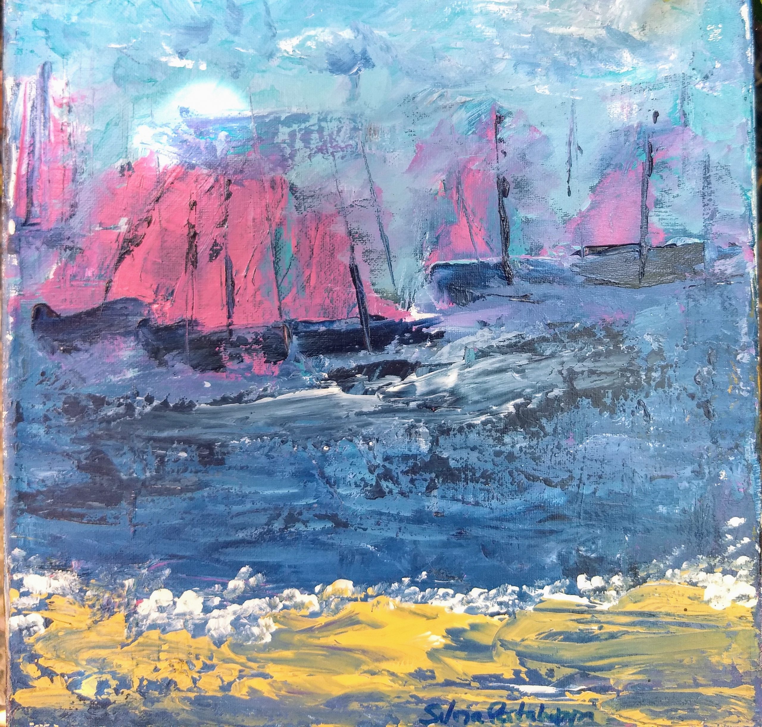 Silvia Portaluppi | Serie El Mar y Yo. Regata 3. Acrílico 40 x 40 cm.