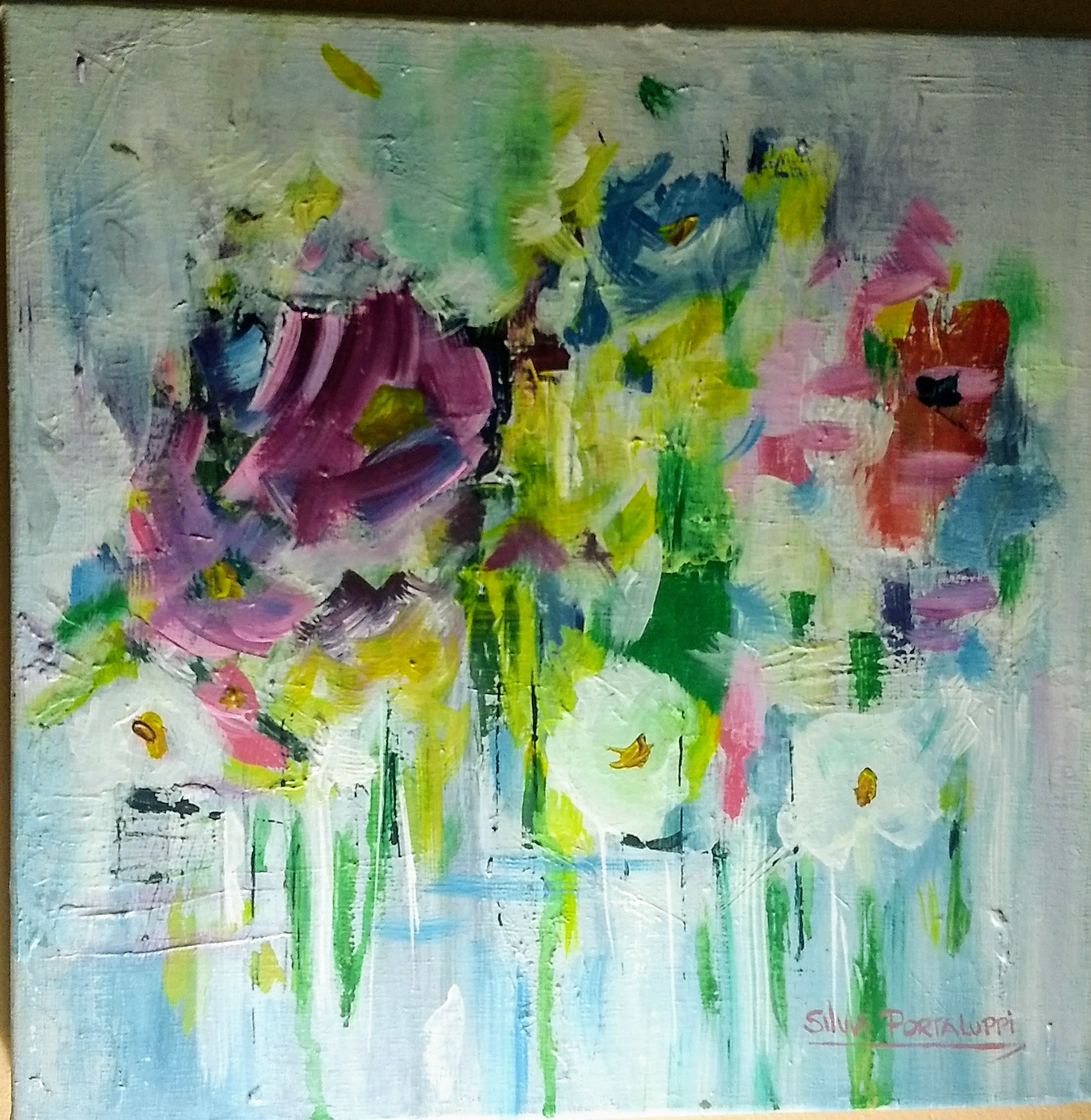 Silvia Portaluppi | Serie Natural. Flores. Acrílico 40 x 40 cm.