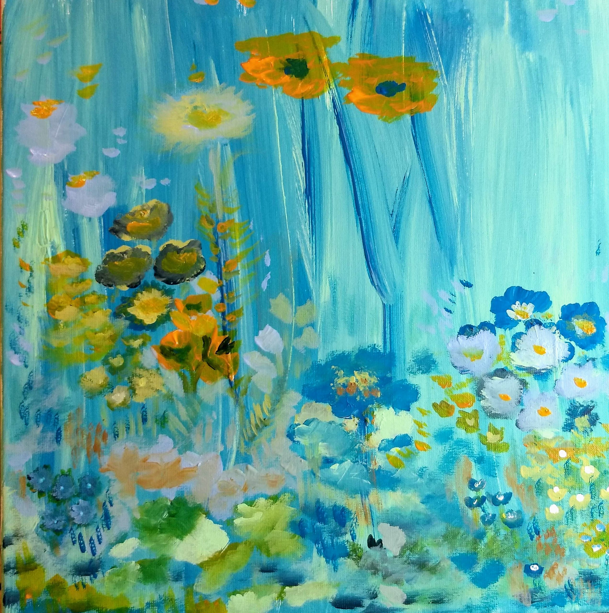 Silvia Portaluppi | Serie Natural. En el fondo del mar. Acrílico 40 x 40 cm.