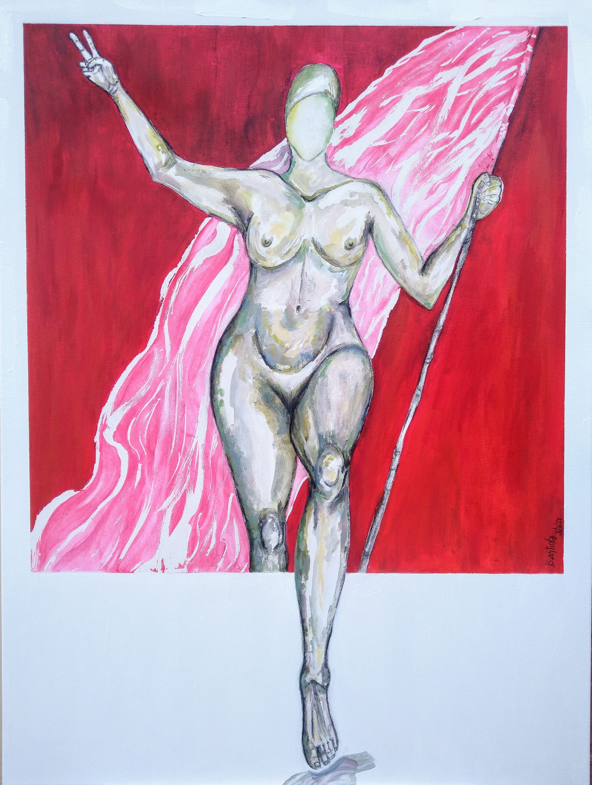 Sandra Bastida | Insurgentes III. Técnica mixta. Carbonilla, lápiz graso y acrílico. 90 x 60 cm.