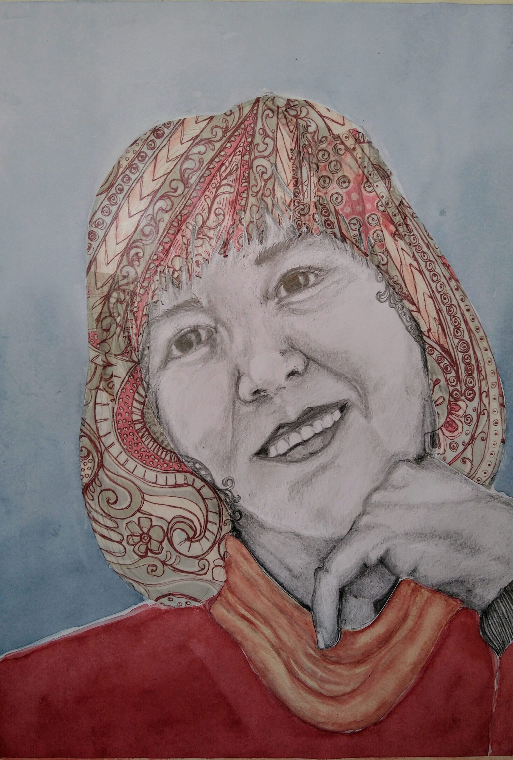 Sandra Bastida | Mujer Estrella. Collage de papel reciclado, acuarela y gráfito. Soporte: Papel profesional de 210 gr. 49 x 28 cm.