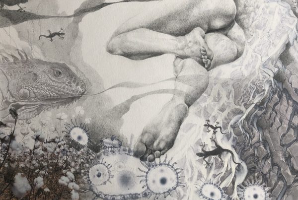 Ale Feijó | Mixtura de cuerpos IV | Técnica mixta: dibujo sobre papel y collage digital impreso sobre el papel dibujado. 34 x 23.5 cm